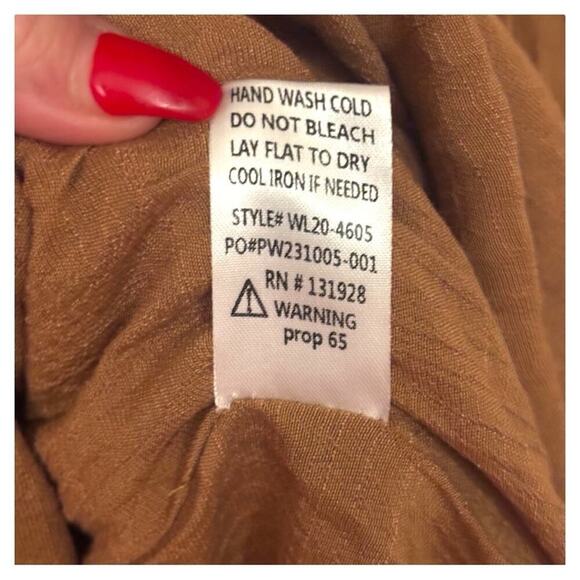 Wishlist Brown Rayon Midi Dress M Sleeveless V-Neck Smocked Waist Boho Hem - Picture 8 of 8